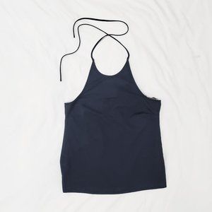 Theory Halter Top Navy Seersucker